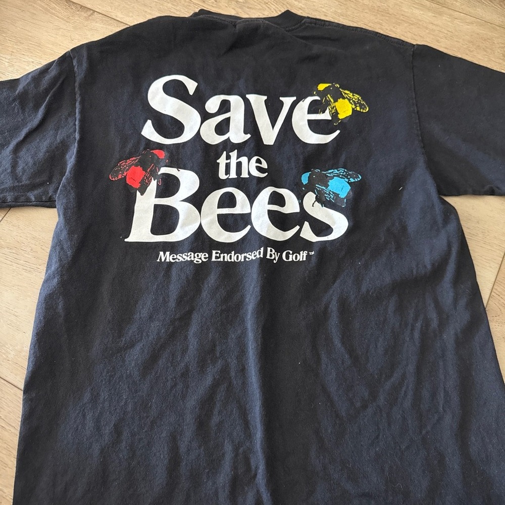 Men's Golf Wang Flower Boy Save The Bees T-Shirt Black Size M #139 - Picture 4 of 4
